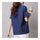 Loose Casual Little Fish Short Sleeve T-shirt   dark blue