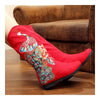 Peacock Vintage Beijing Cloth Shoes Embroidered Boots red 35
