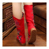 Vintage Beijing Cloth Shoes Embroidered Boots red 35