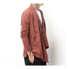 Flax Slant Opening Plate Button Stand Collar Coat  coffee