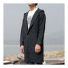 Middle Long Hoodied Wind Coat Man Cloth Single-breasted   black