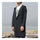 Middle Long Hoodied Wind Coat Man Cloth Single-breasted   black