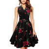 Vintage Locker Baumwollkleid Hepburn Style 50er Jahre Rot