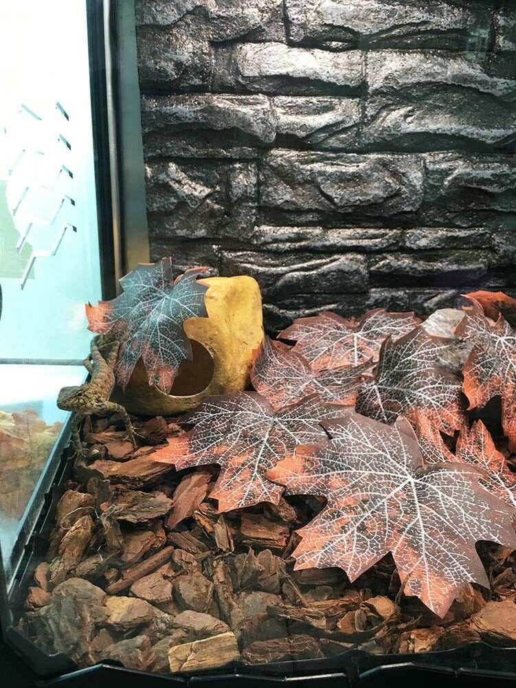 Artificial Reptile Tank Plants Climbing 12 pcs  Leaf Decoration for Reptiles