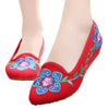 Antiguo Beijing Cloth Bordado Zapatos 5 Pétalos Flores