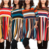 Fashion Multi Stripe Casual Long Blouse Shirt Top One-Piece Dress