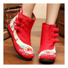 Vintage Beijing Cloth Shoes Embroidered Boots red 35
