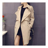 Femme Milieu Long Vent Manteau Décontracté Slim Grande Taille Kaki