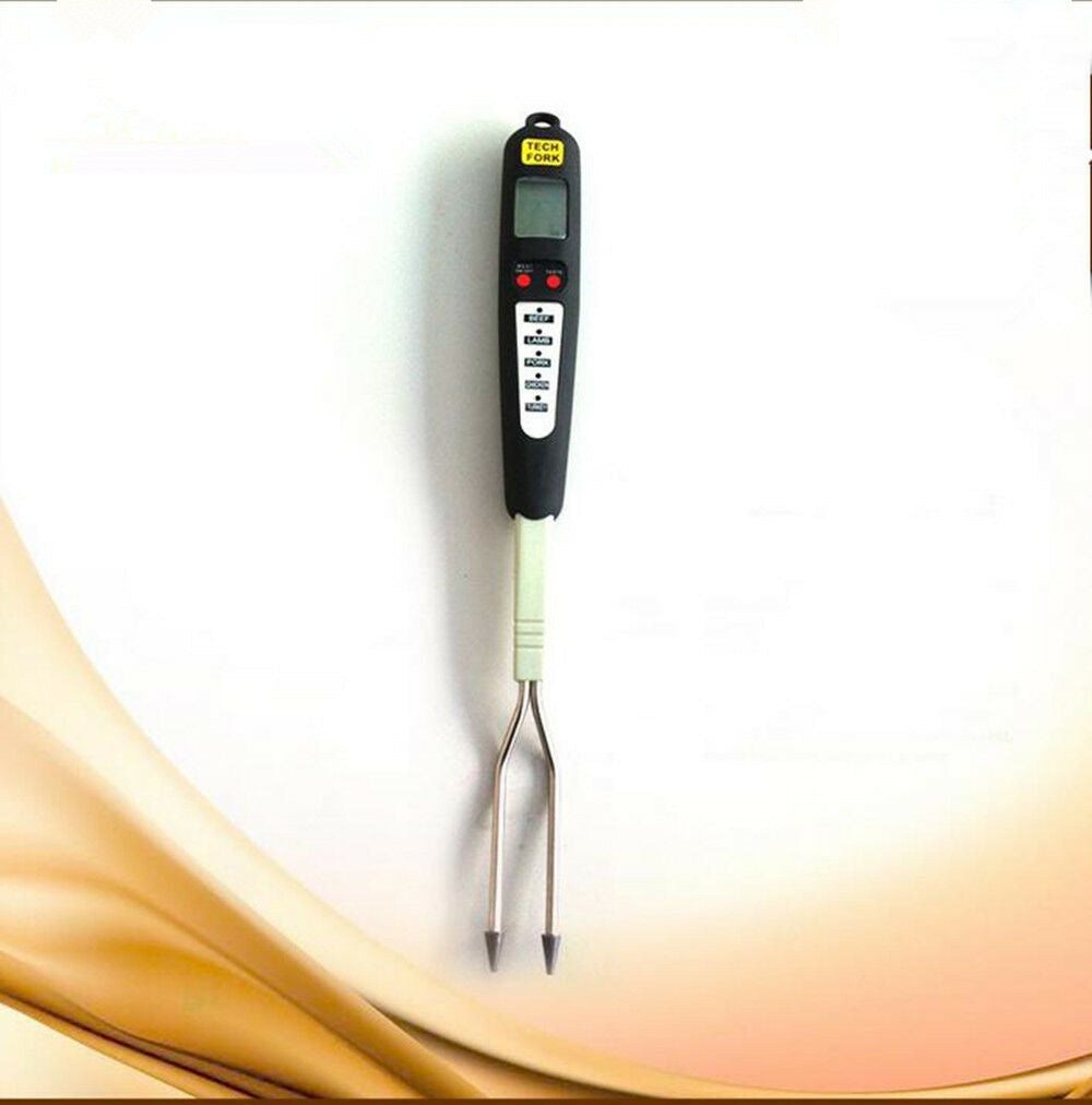 Beef Chicken Turkey Pork Fish Meat Thermometer Fork LCD Screen 5 Inch Long
