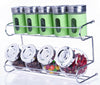 Metal & Glass Spice Shakers Glass Jars 9 Canister 2 Tier Wire Rack Display