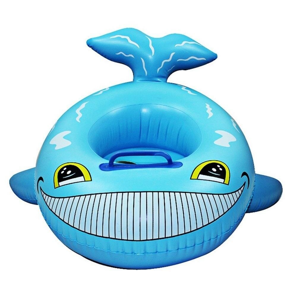 Inflatable Cartoon Children Water Taxis Toy Swim Ring with Handle    blue fish
