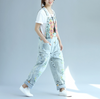 Blue Denim Jeans Boho Floral Baggy Boutique Jumpsuit Playsuit Overalls free size
