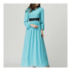 Muslim Robe Dress Belt Long Sleeve Women Garment   sky blue  M