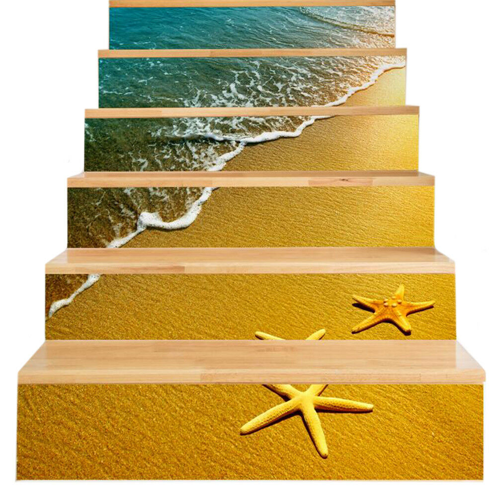 New 3D DIY PVC Waterproof  Stair Decals Wall  Floor Sticker Starfish QS024