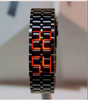 Futuristic Cool Design Blue LED Lava Watch Metallic Black or Sliver Bracelet Ban