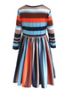 Fashion Multi Stripe Casual Long Blouse Shirt Top One-Piece Dress