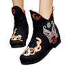 Vintage Beijing Cloth Shoes Embroidered Boots black thin shoes 35