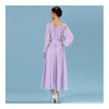 Long Sleeve Dress Bohemian Long Skirt Chiffon   light purple   S
