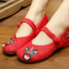 Vintage Chinese Embroidered Floral Shoes Women Ballerina Mary Jane Flat Ballet C