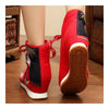 Sports Boots Vintage Beijing Cloth Shoes Embroidered Boots red 35