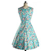 Hepburn Style Printing Vintage A-line Skirt Dress  green