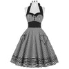 Checks Slim Dress Sexy Backless Halt Bubble Skirt   black