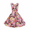 Women Vintage 50s Rockabilly  Wrapped Chest Floral Printed Swing Dress