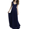 Spitze Langes Kleid Ärmellos Hohl Rückenfrei Chiffon Marineblau