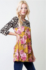 Blossom Floral Casual Jersey Top w Leopard Print Sleeves 4 Colors