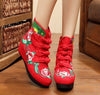 Four Shoelace Vintage Beijing Cloth Shoes Embroidered Boots   red thin shoes  35