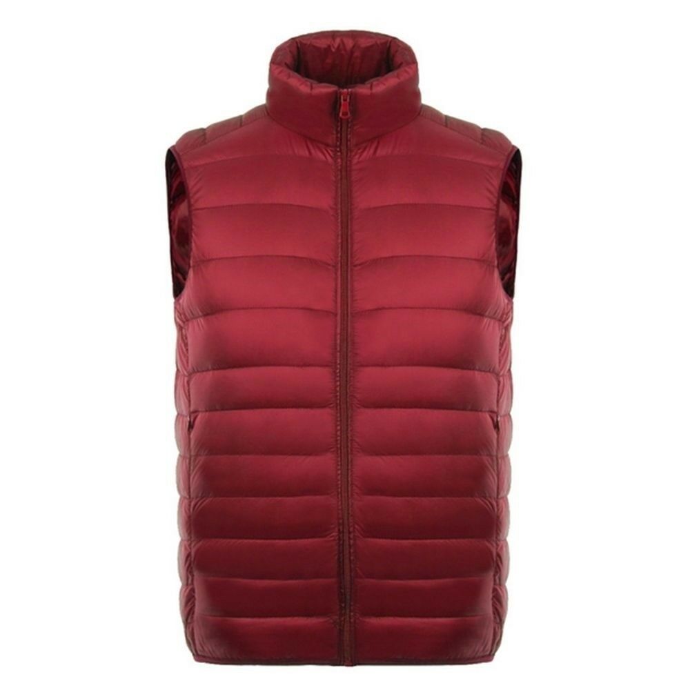 Man Thin Light Waistcoat Vest Down Coat Plus Size   red