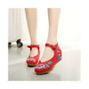 New Beautiful Woman Spring Embroidered Shoes High Heeled Shoes Old Beijing   red