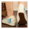 Old Beijing Cloth Embroidered Shoes Small White Flowers Loafer dancing Shoes