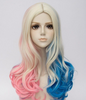 Suicide Squad Harley Quinn 3 Tone Color Wave Curly Cosplay Wig