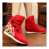 Wave Vintage Beijing Cloth Shoes Embroidered Boots red 35