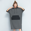 Schwarz & Weiß Streifen Überdimensional Kapuzenpullover Sweatshirt Pullover
