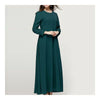 Muslim Single-breasted Vintage Big Peplum Dress  green   M
