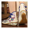 Peacock Old Beijing Cloth Embroidered Shoes   white