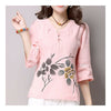 Han Chinese Clothing Improved Cotton&Flax Top Wear   pink
