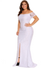 Romantic Crochet Lace Floral Off Shoulder Thigh Split Maxi Long Party Prom dress