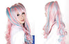 COSPLAY Lolita 55cm Long two hair clips pink mixed Wig hair piece