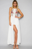 Sexy Black/White/Blue Rose Floral Embroidered High Low Boutique Party Dress