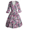 Hepburn Style Revers Drucken Big Schößchen Vintage Kleid
