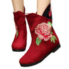 Peacock Vintage Beijing Cloth Shoes Embroidered Boots jujube 35