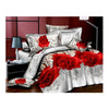 3d Fleur dessus de Lit / Couverture Bâche 4pc Set Coton Poncé 010