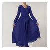 V-Necked Chiffon Schmal Mittelteil Langes Kleid MARINEBLAU S