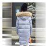 Hiver Chic Long Épais Fin Col Fourrure Femme Bas Coatight Vert