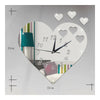 3D Silent Kid Room Wall Clock Love Heart Mirror   golden