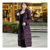 Big Fur Collar Plus Size Extra Long Thick Slim Down Coat   purple