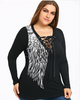 Sexy Black Purple Red Gothic Floral Lace Insert Angel Wings Blouse Top Plus Size